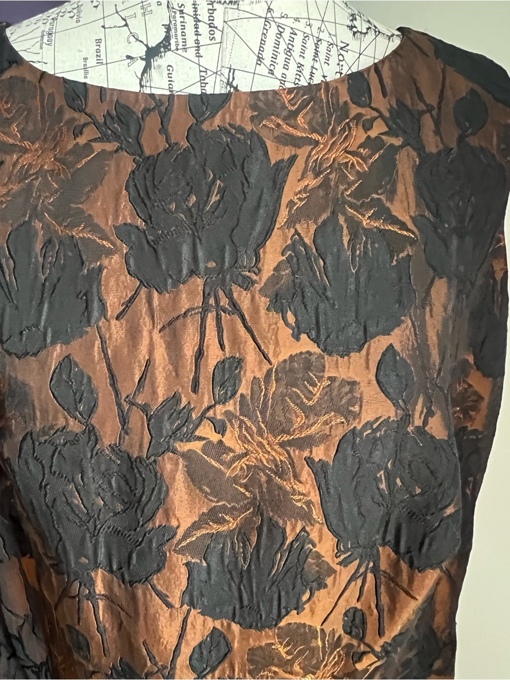 7 for $30 Talbots Sleeveless Black and Brown Floral Jacquard Dress - Picture 4 of 13
